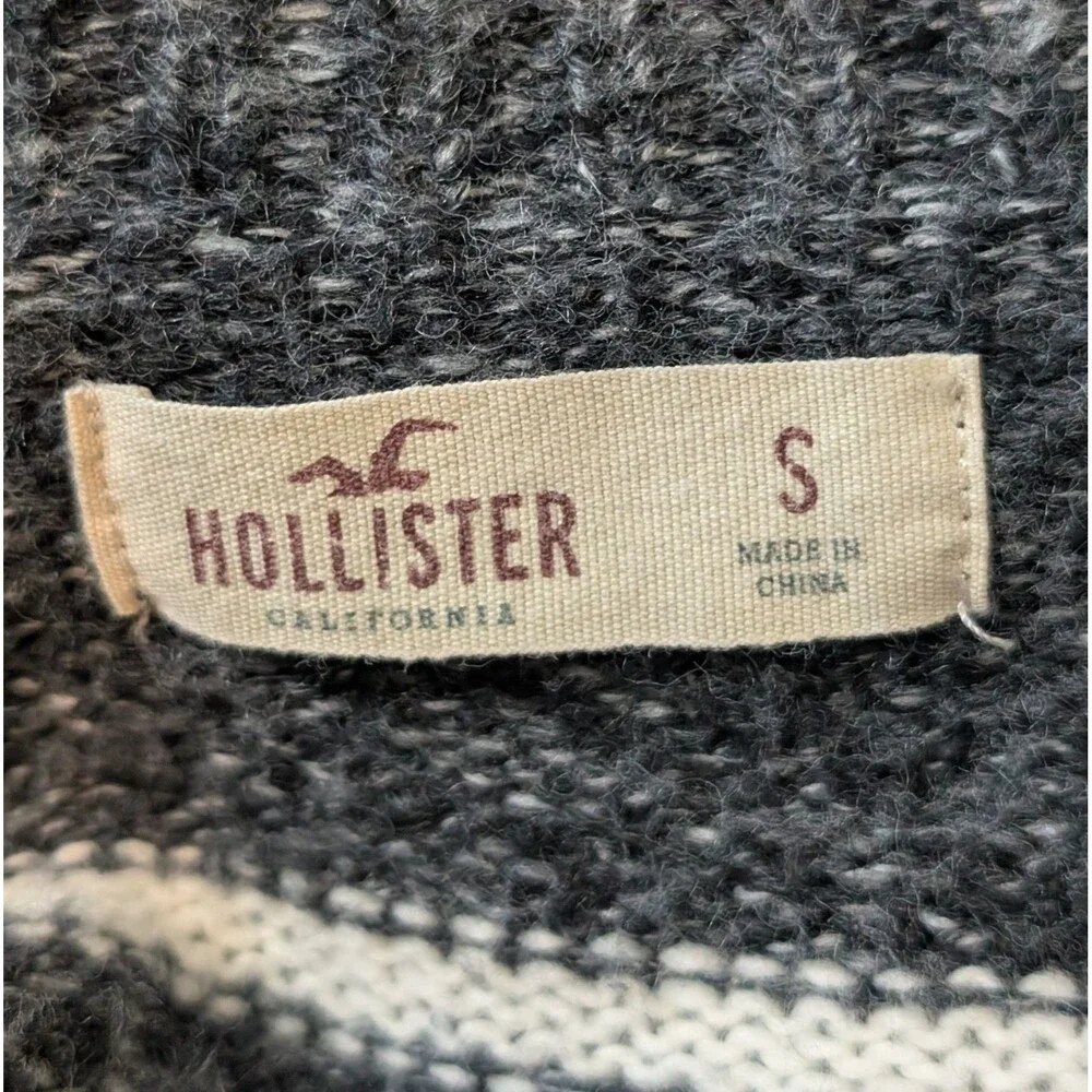 Hollister Gray Aztec Sweater Size S Open Front Cardigan Tassels Southwestern